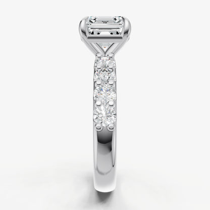 Asscher Solitaire Engagement Ring with Statement Diamond Band