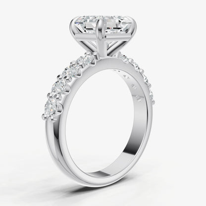 Asscher Solitaire Engagement Ring with Statement Diamond Band