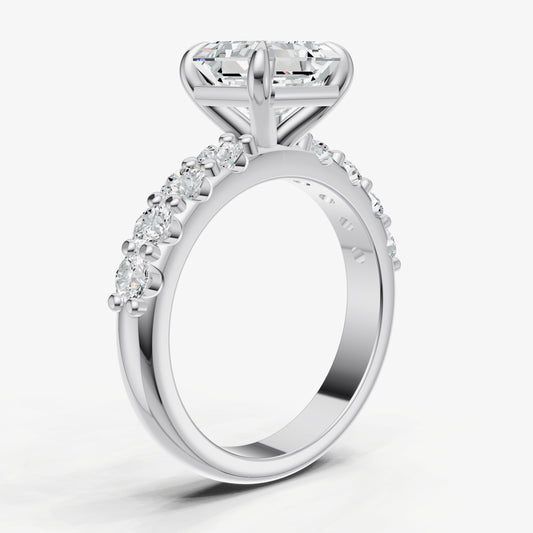Asscher Solitaire Engagement Ring with Statement Diamond Band