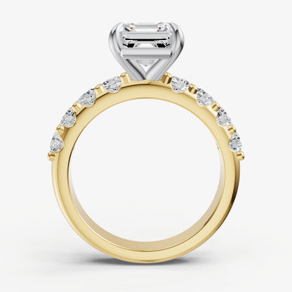 Asscher Solitaire Engagement Ring with Statement Diamond Band