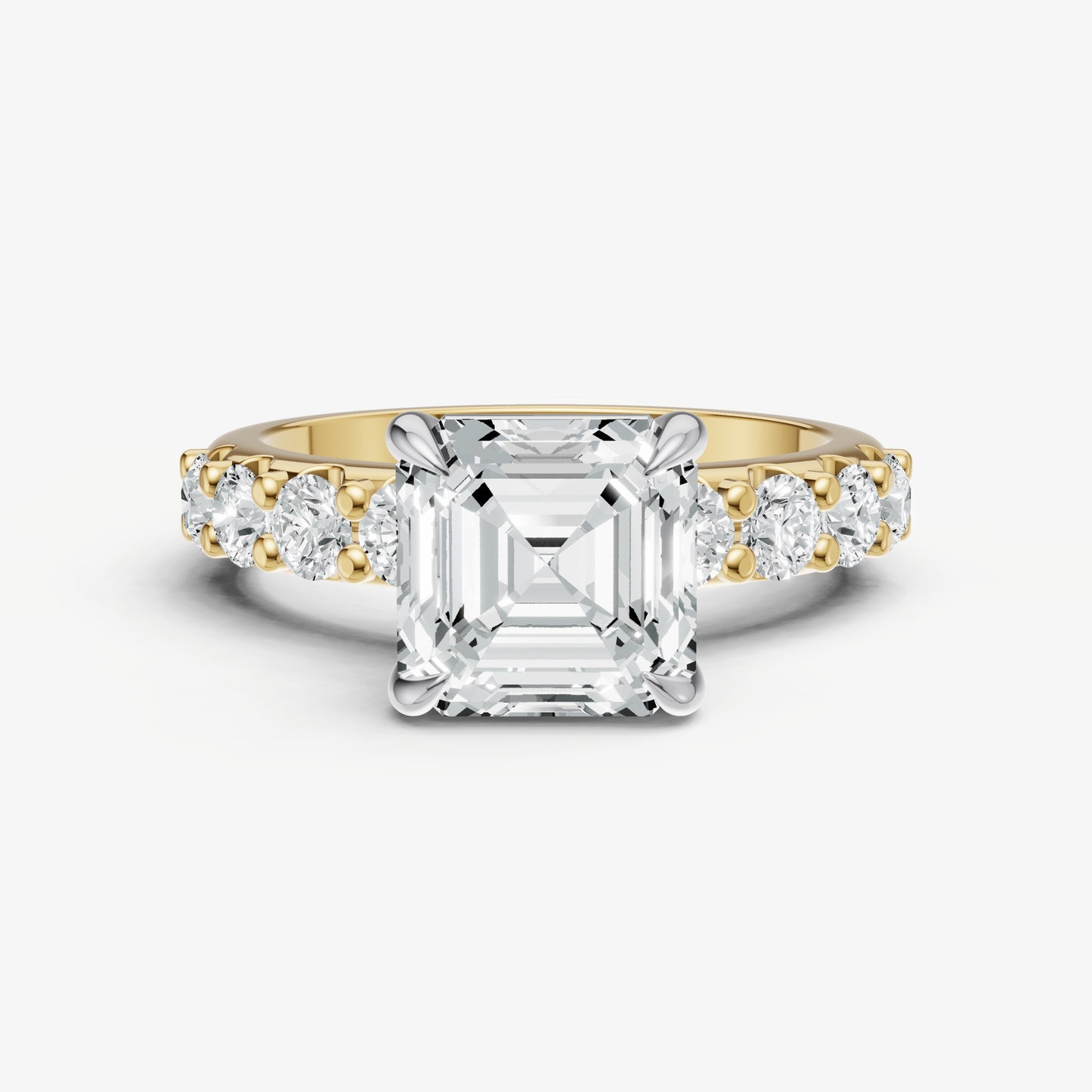 Asscher Solitaire Engagement Ring with Statement Diamond Band