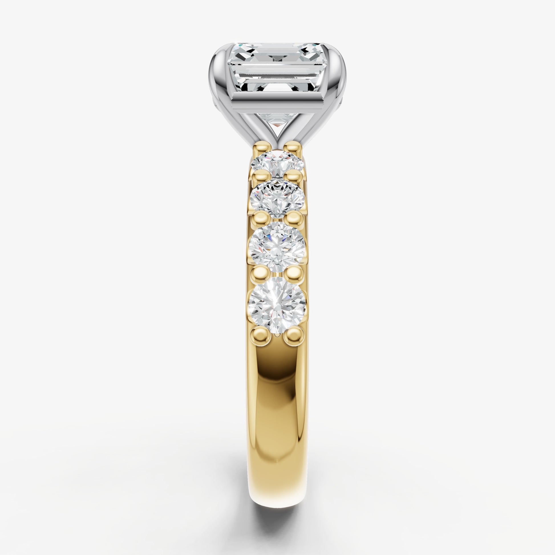 Asscher Solitaire Engagement Ring with Statement Diamond Band