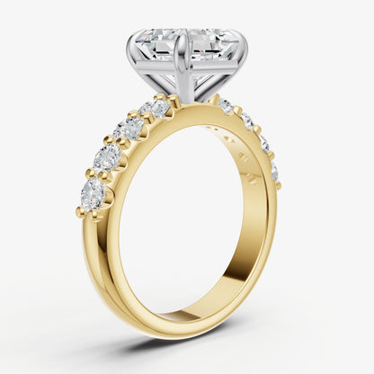 Asscher Solitaire Engagement Ring with Statement Diamond Band