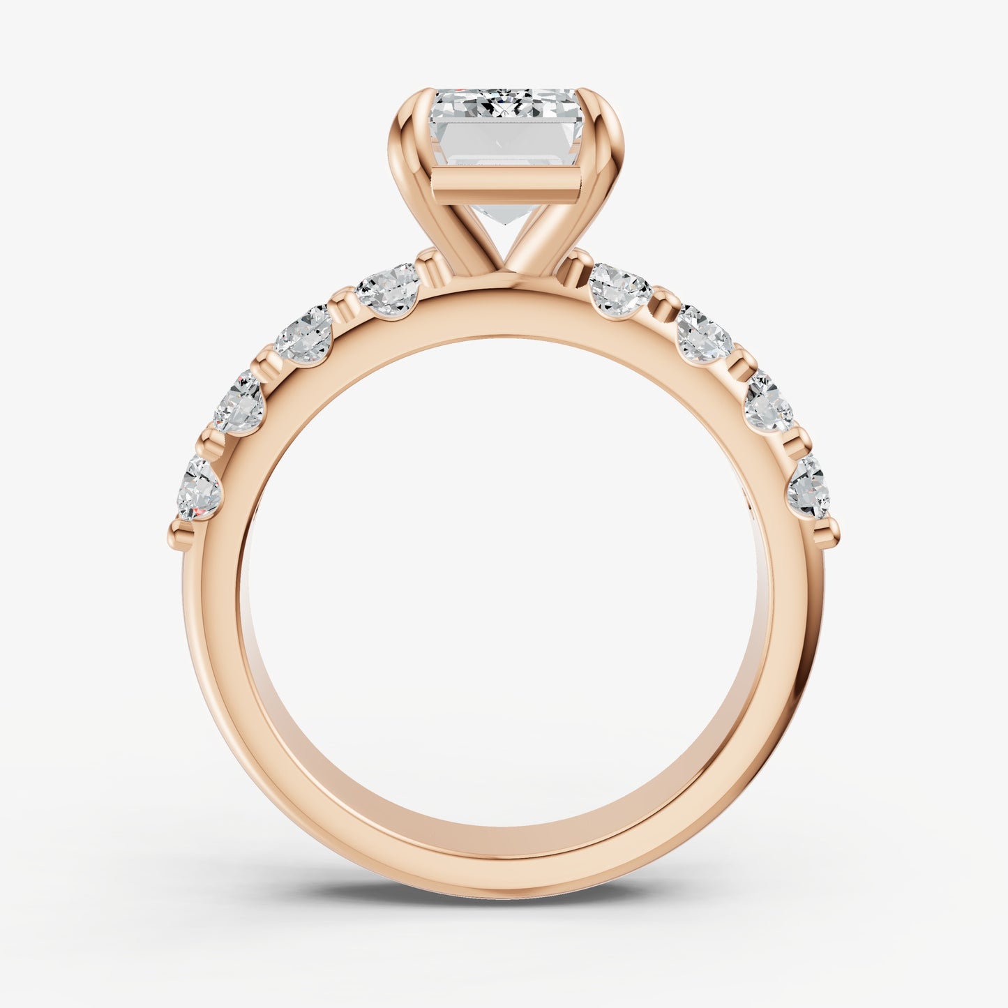 Emerald Solitaire Engagement Ring with Statement Diamond Band