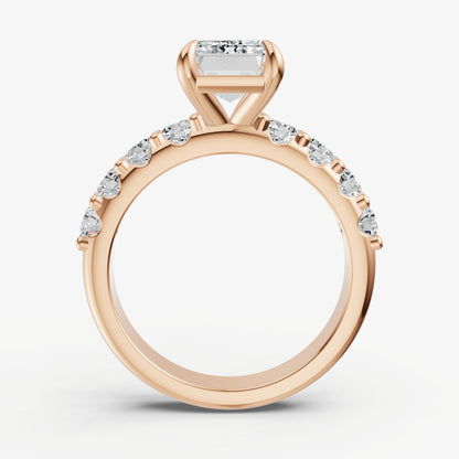 Emerald Solitaire Engagement Ring with Statement Diamond Band