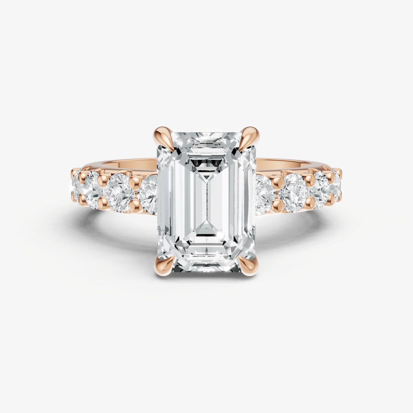 Emerald Solitaire Engagement Ring with Statement Diamond Band