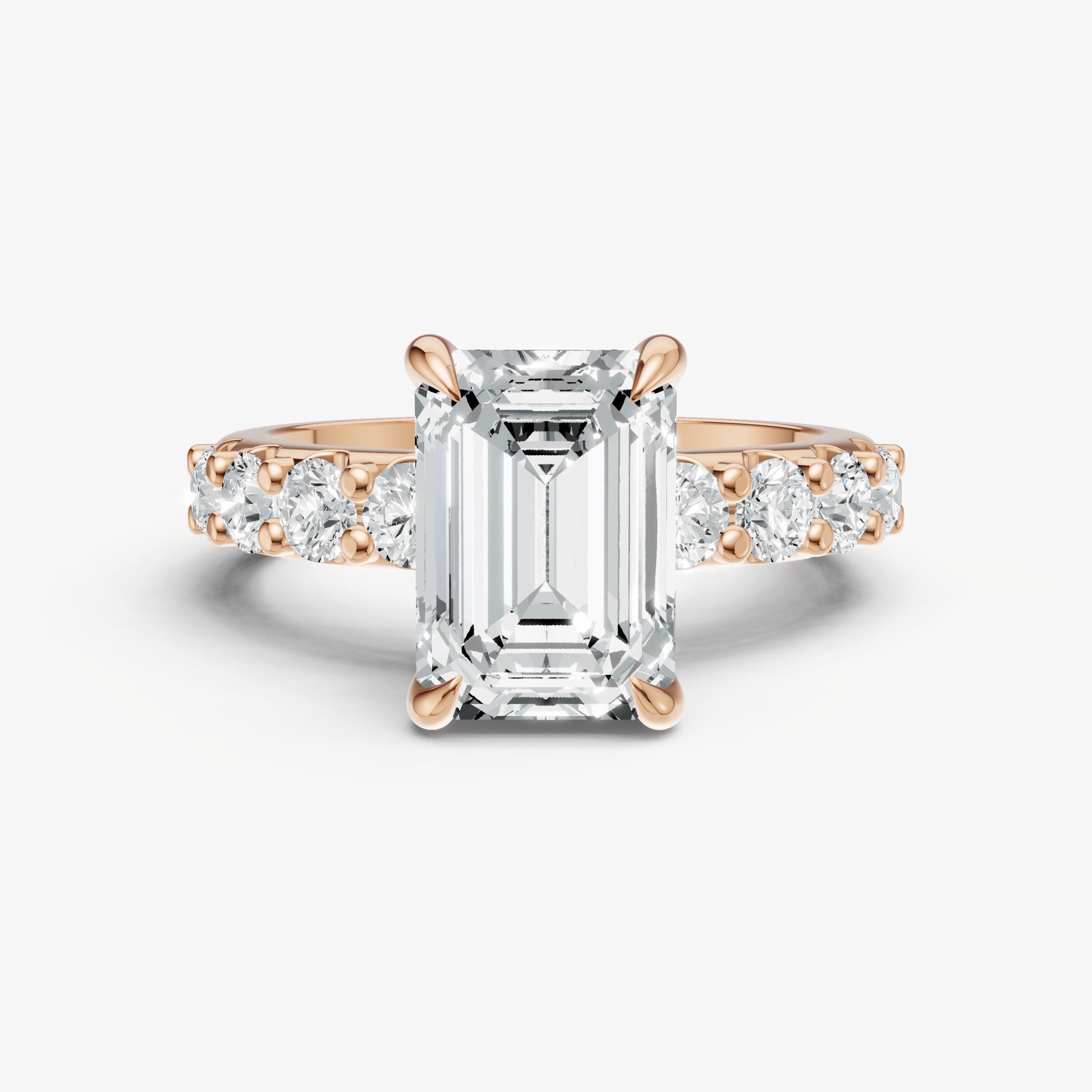 Emerald Solitaire Engagement Ring with Statement Diamond Band