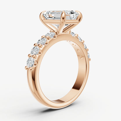 Emerald Solitaire Engagement Ring with Statement Diamond Band