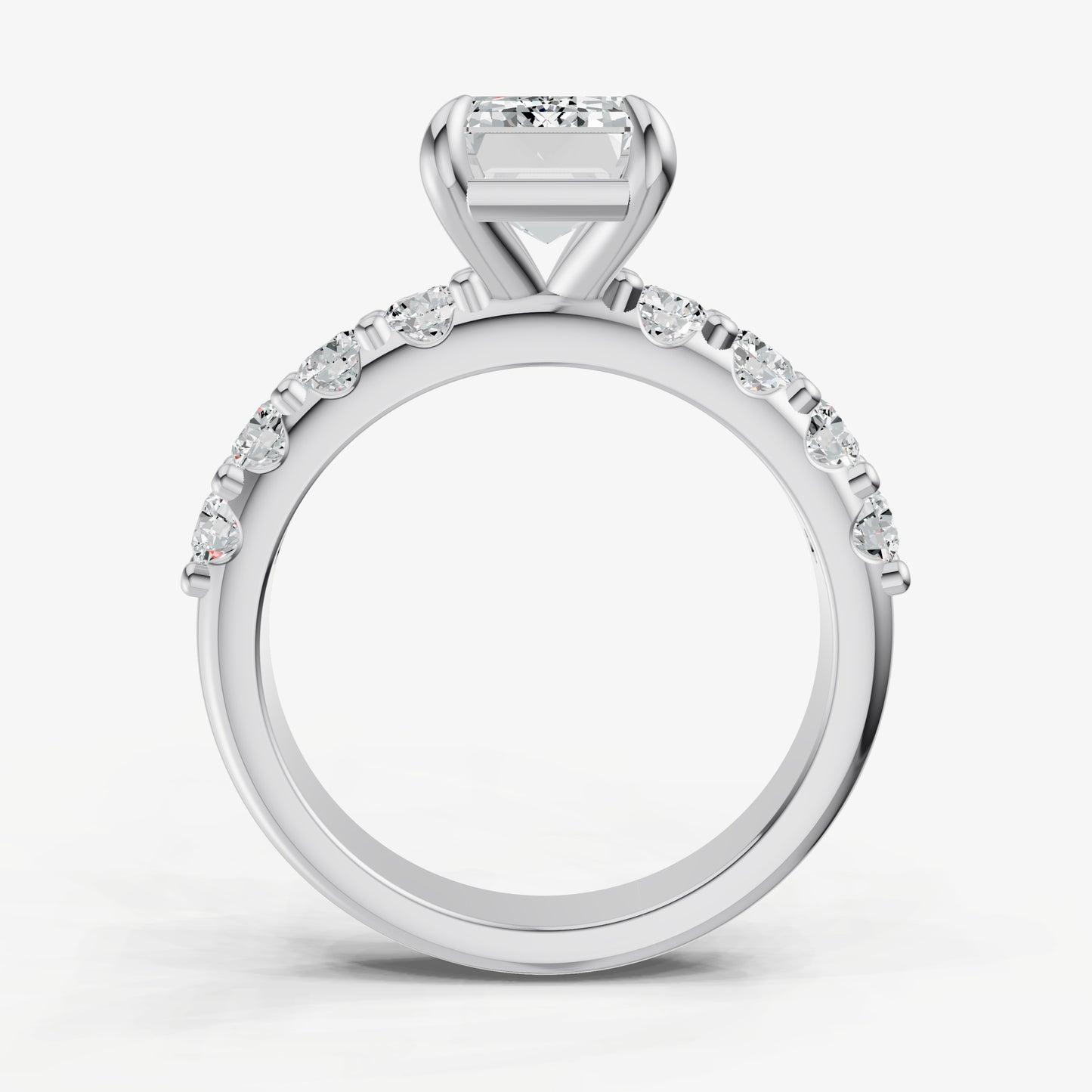 Emerald Solitaire Engagement Ring with Statement Diamond Band