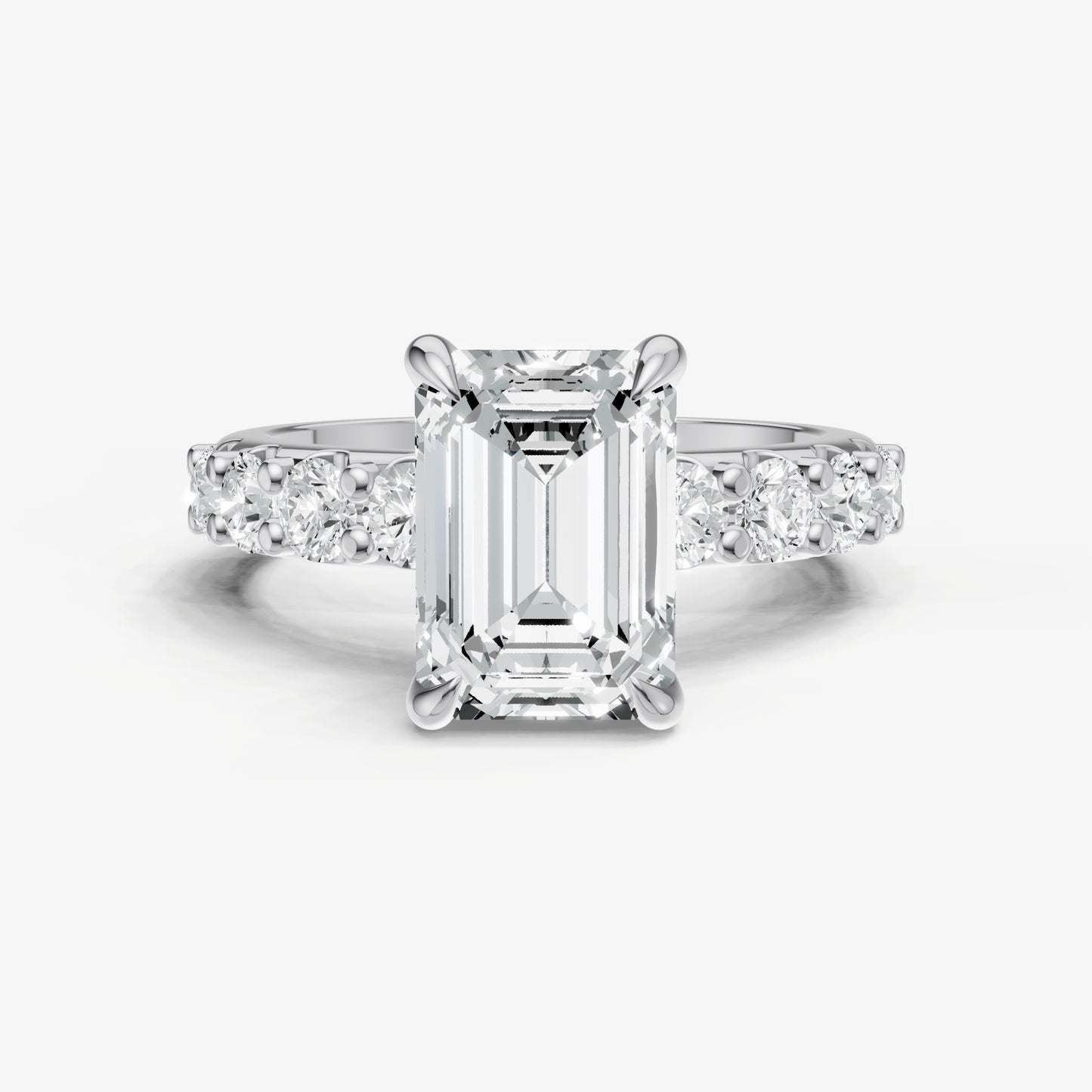 Emerald Solitaire Engagement Ring with Statement Diamond Band