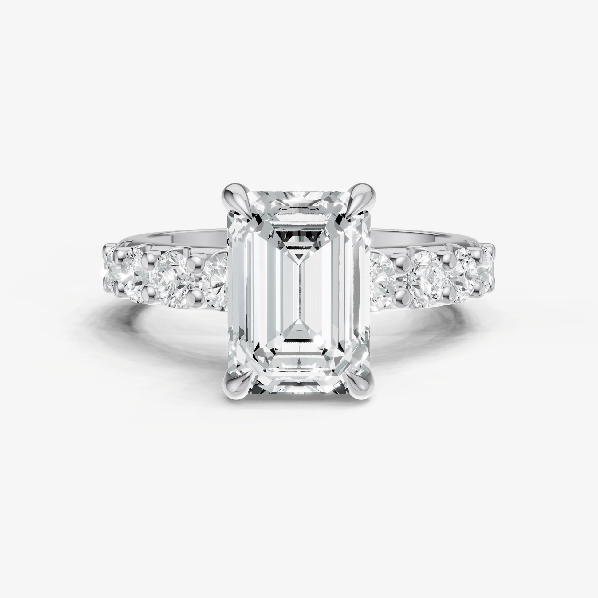 Emerald Solitaire Engagement Ring with Statement Diamond Band