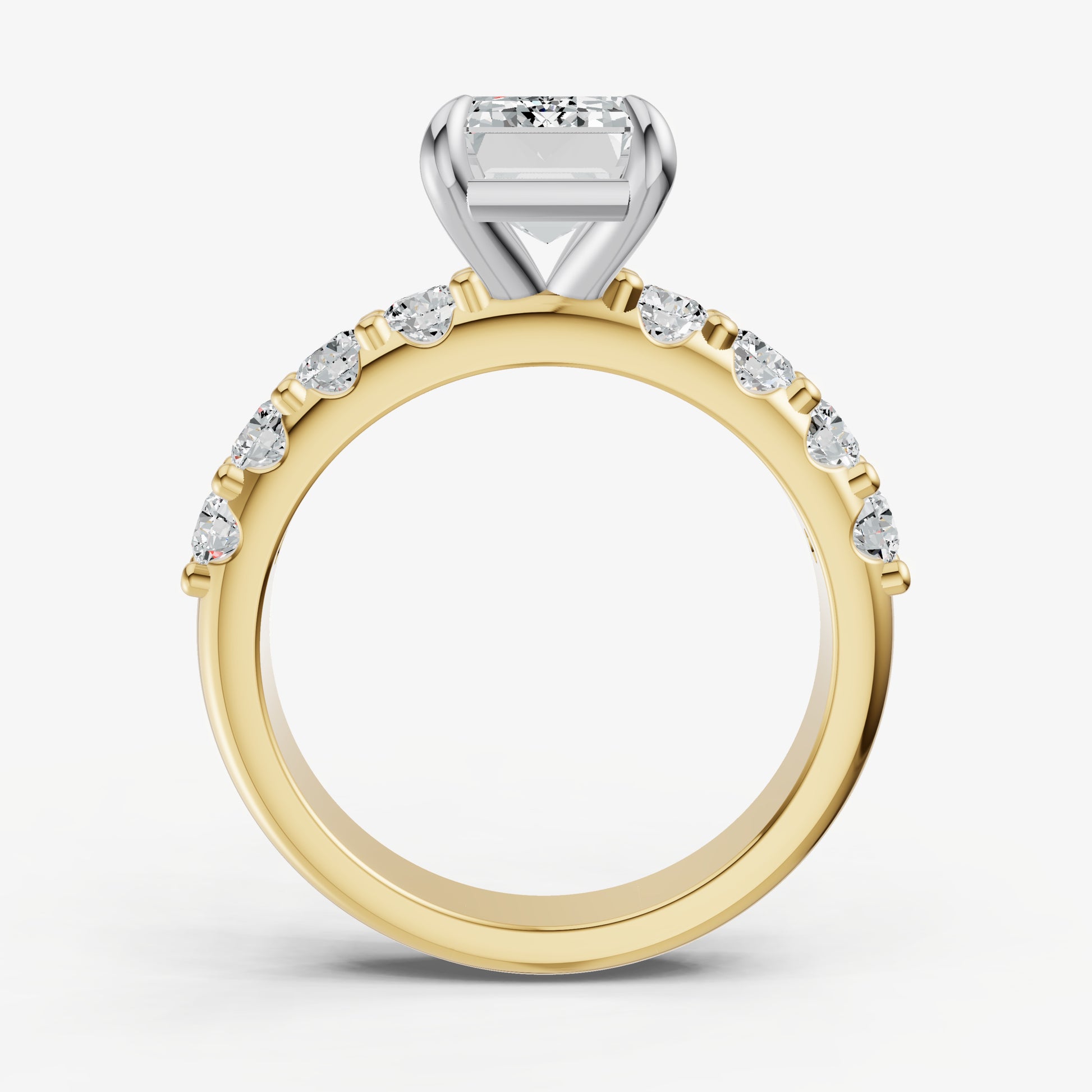 Emerald Solitaire Engagement Ring with Statement Diamond Band