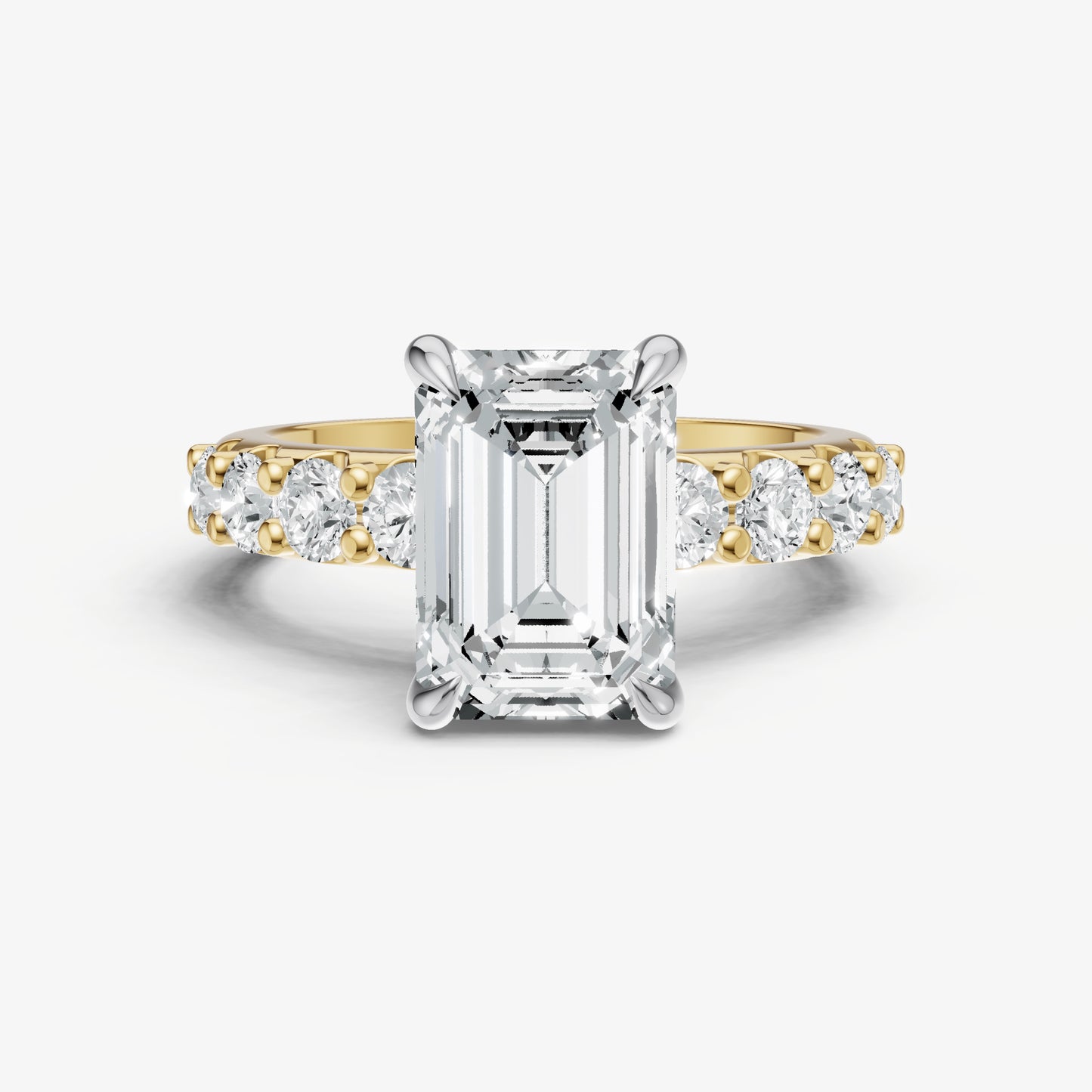 Emerald Solitaire Engagement Ring with Statement Diamond Band
