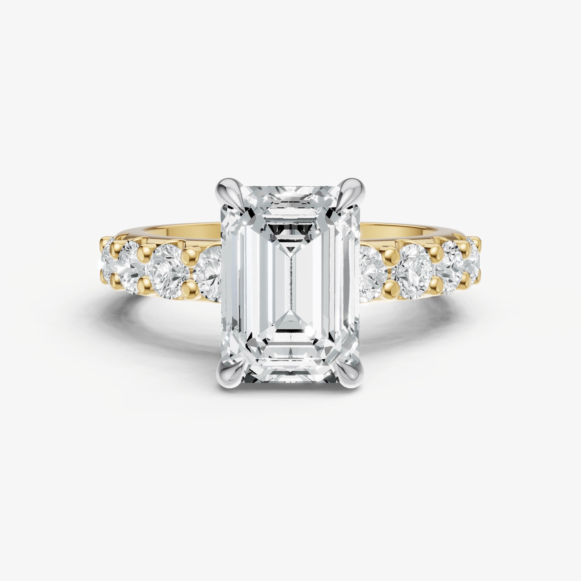 Emerald Solitaire Engagement Ring with Statement Diamond Band