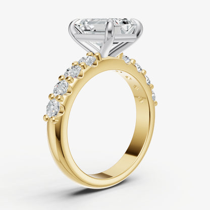 Emerald Solitaire Engagement Ring with Statement Diamond Band