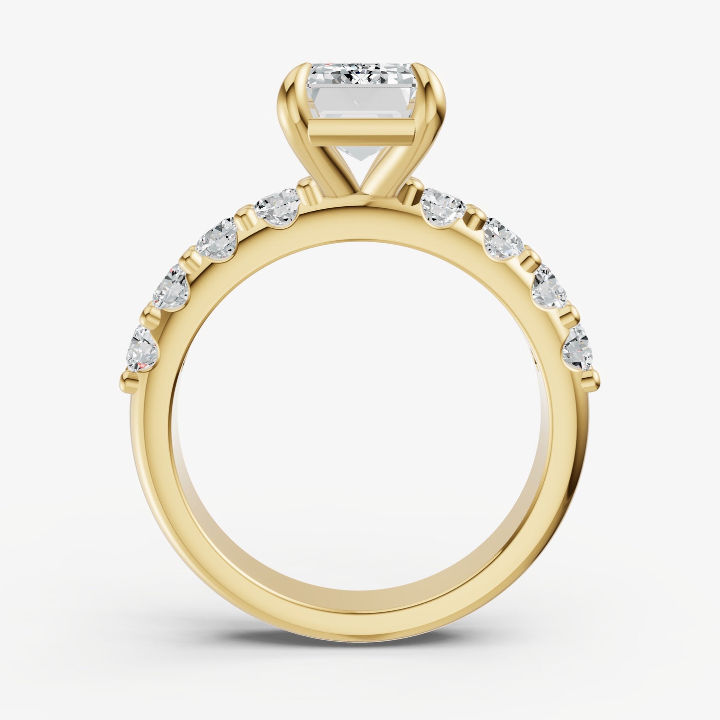 Emerald Solitaire Engagement Ring with Statement Diamond Band