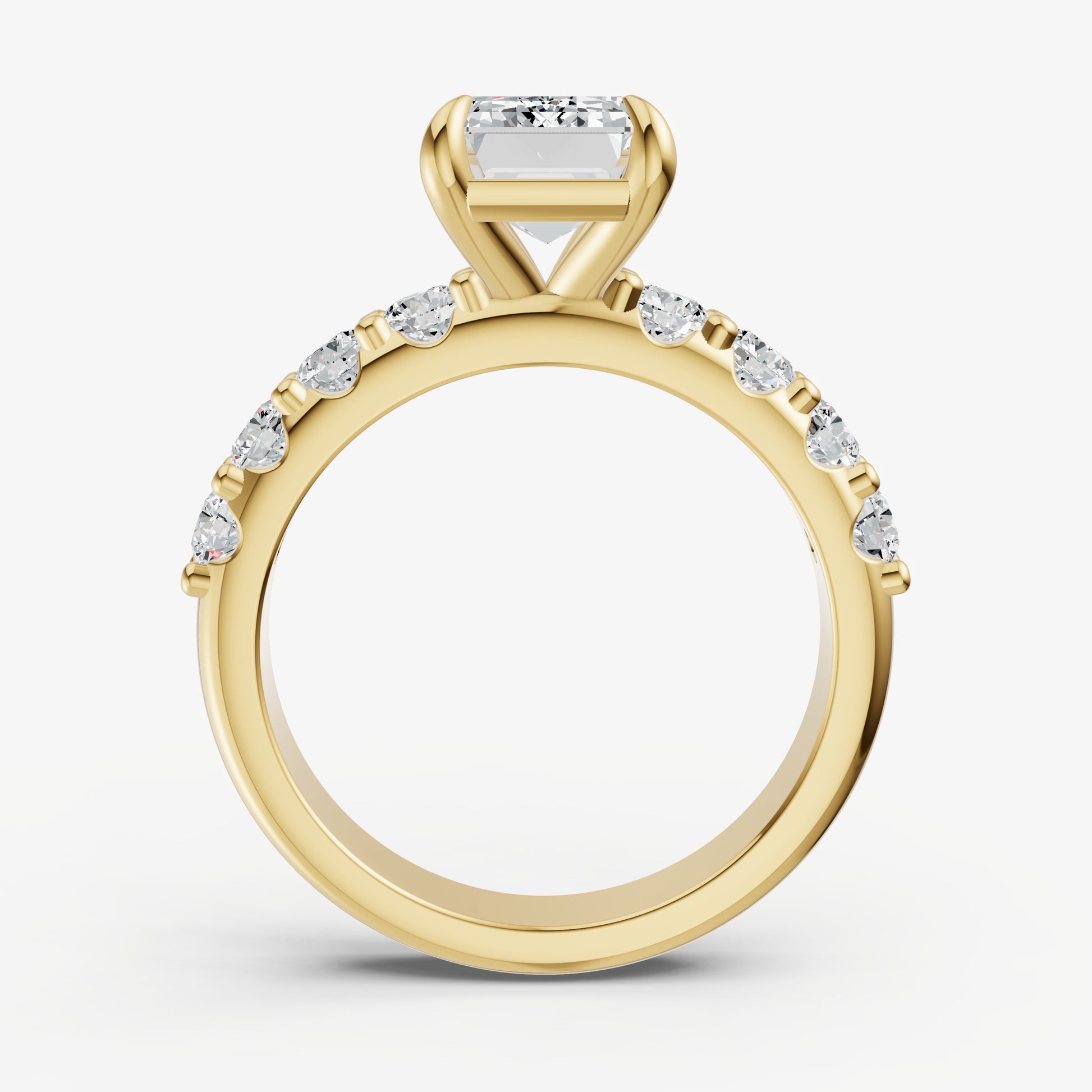 Emerald Solitaire Engagement Ring with Statement Diamond Band