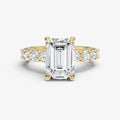 Emerald Solitaire Engagement Ring with Statement Diamond Band