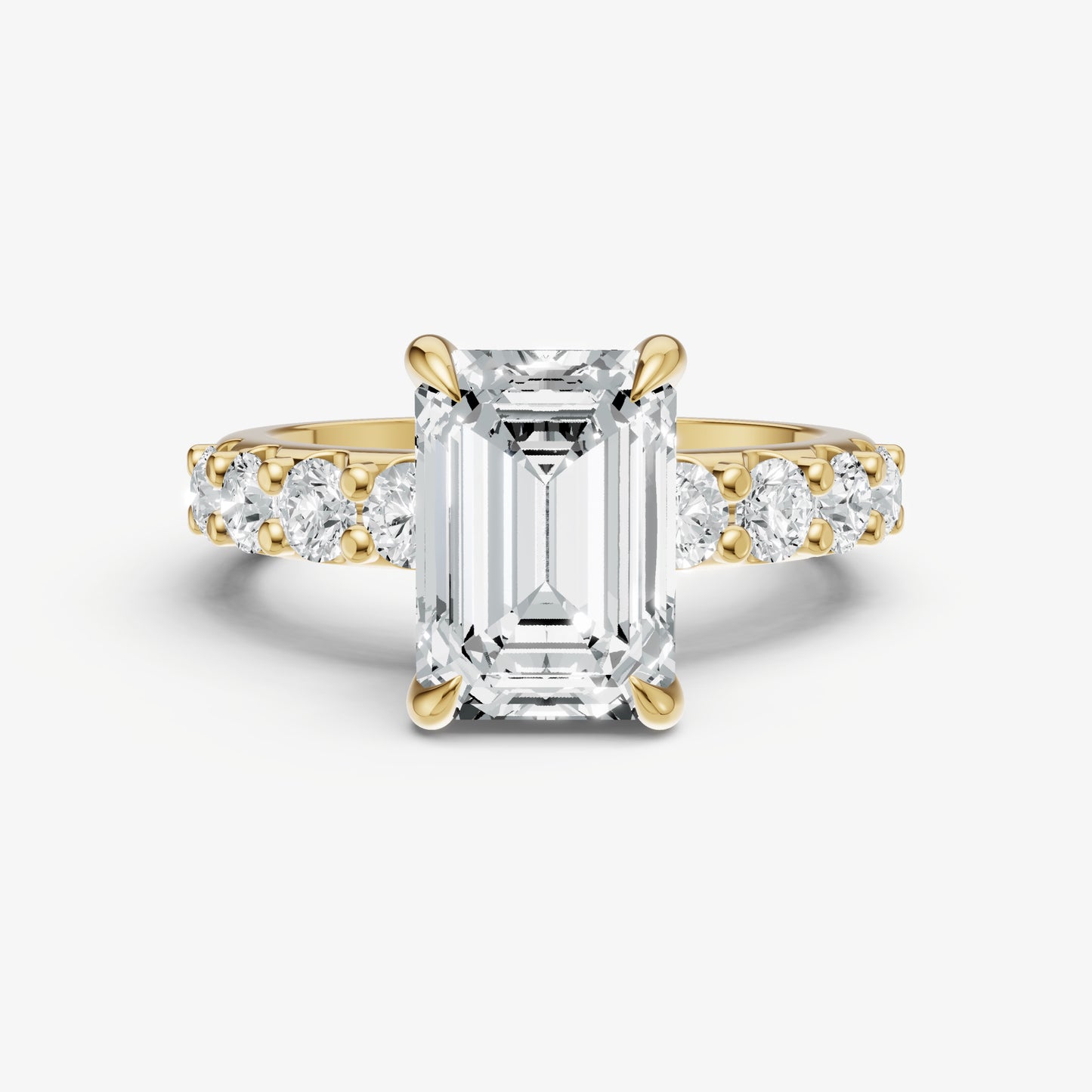 Emerald Solitaire Engagement Ring with Statement Diamond Band