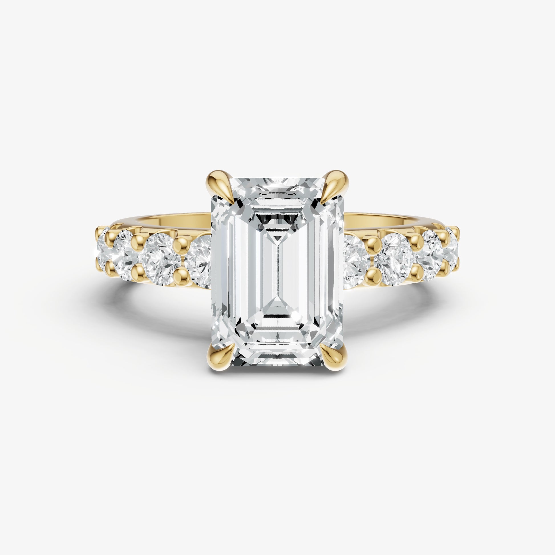 Emerald Solitaire Engagement Ring with Statement Diamond Band