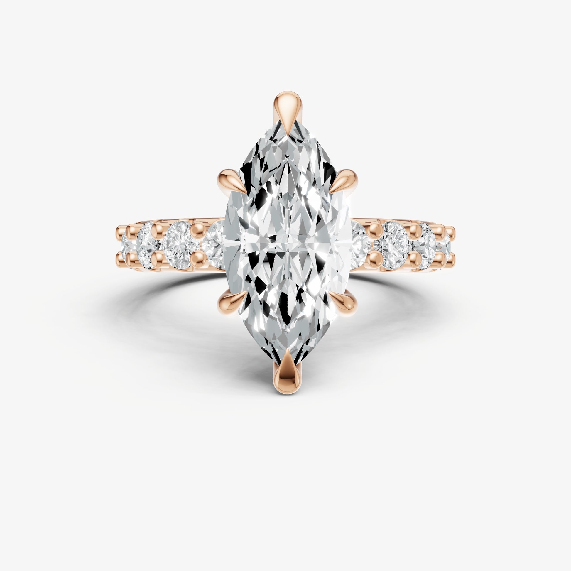 Marquise Solitaire Engagement Ring with Statement Diamond Band