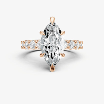 Marquise Solitaire Engagement Ring with Statement Diamond Band