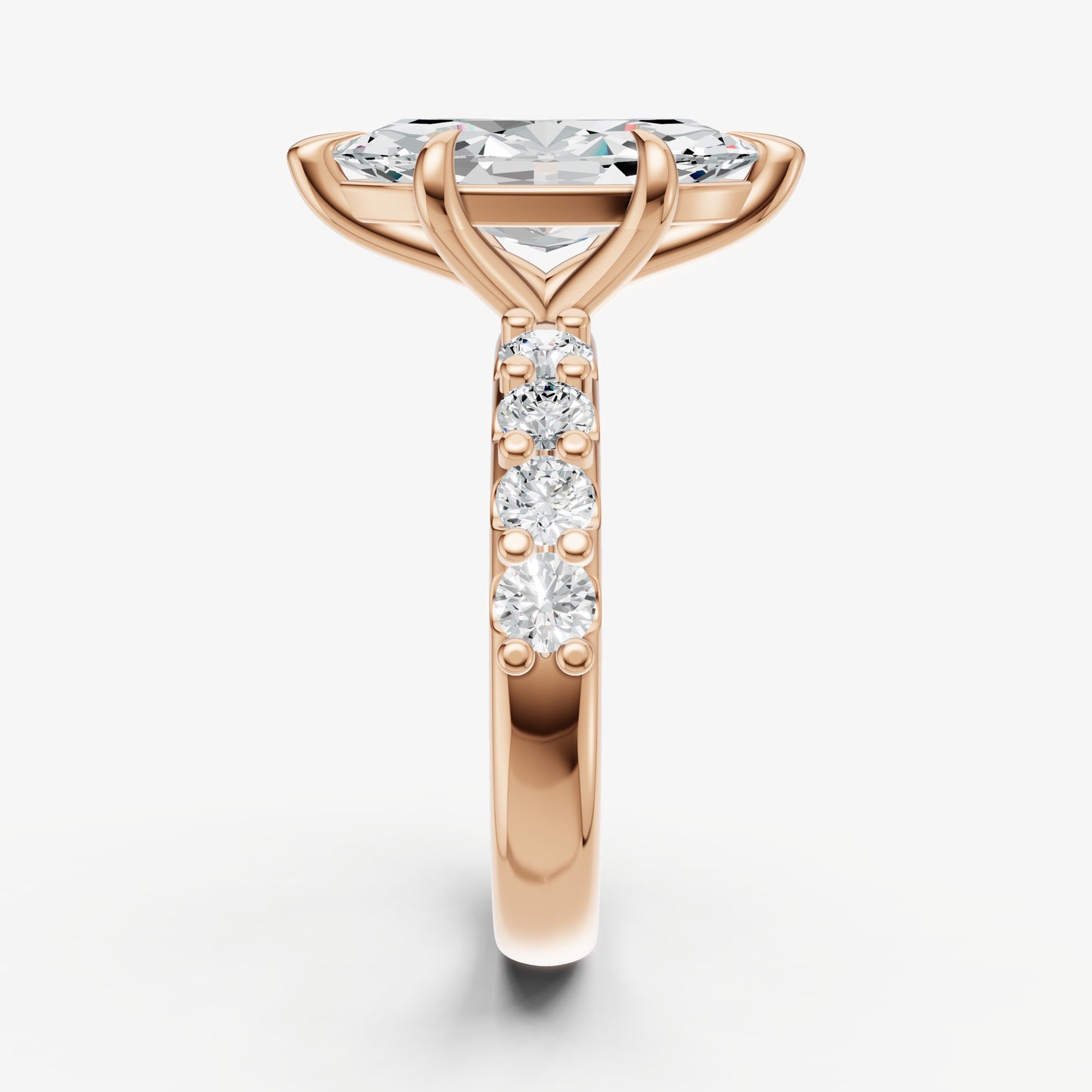 Marquise Solitaire Engagement Ring with Statement Diamond Band