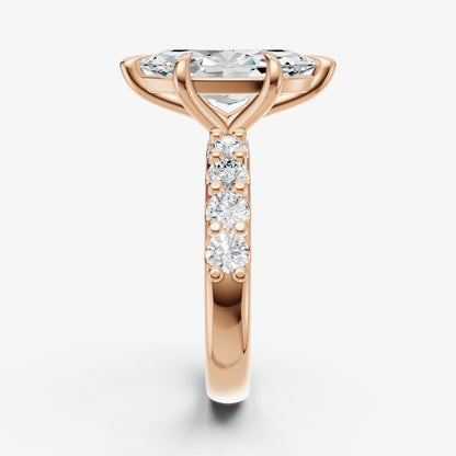 Marquise Solitaire Engagement Ring with Statement Diamond Band