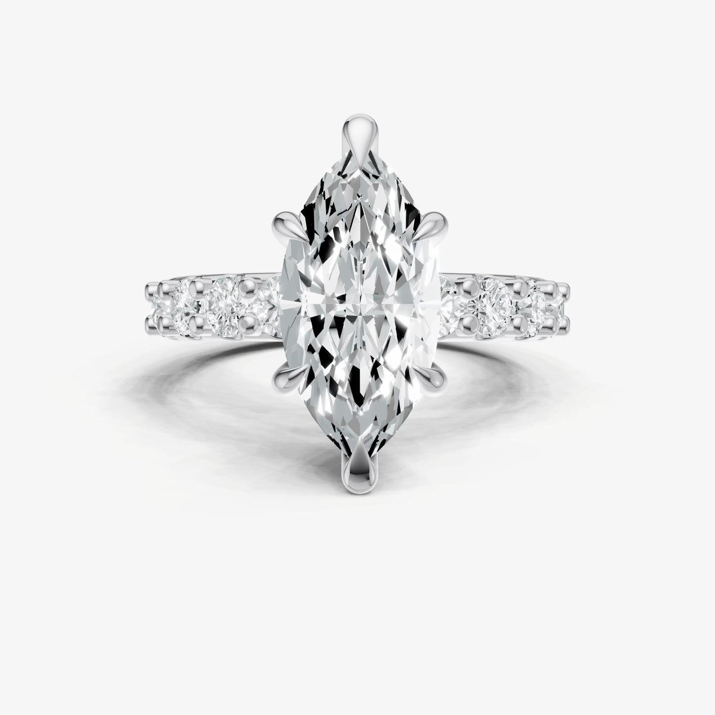 Marquise Solitaire Engagement Ring with Statement Diamond Band