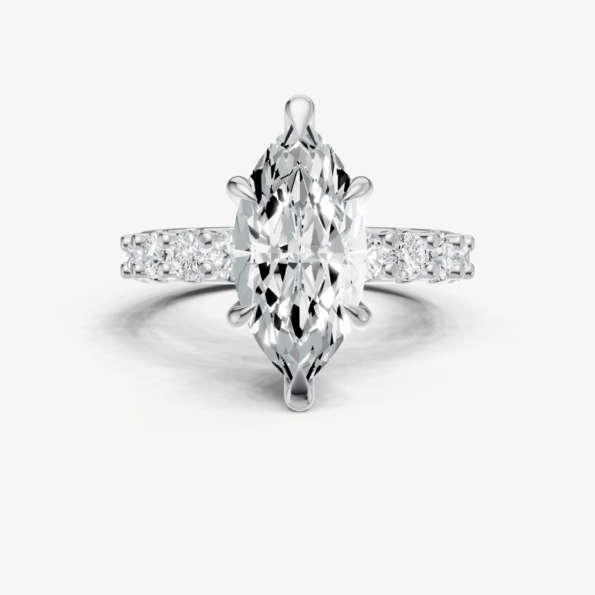 Marquise Solitaire Engagement Ring with Statement Diamond Band