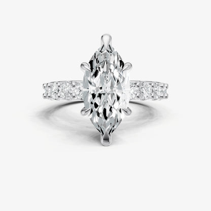 Marquise Solitaire Engagement Ring with Statement Diamond Band