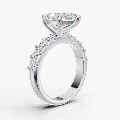 Marquise Solitaire Engagement Ring with Statement Diamond Band
