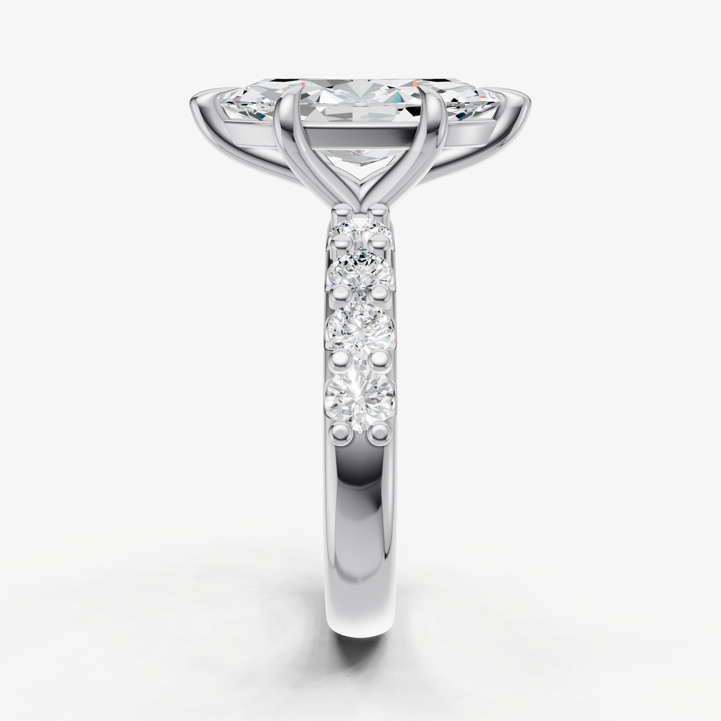 Marquise Solitaire Engagement Ring with Statement Diamond Band