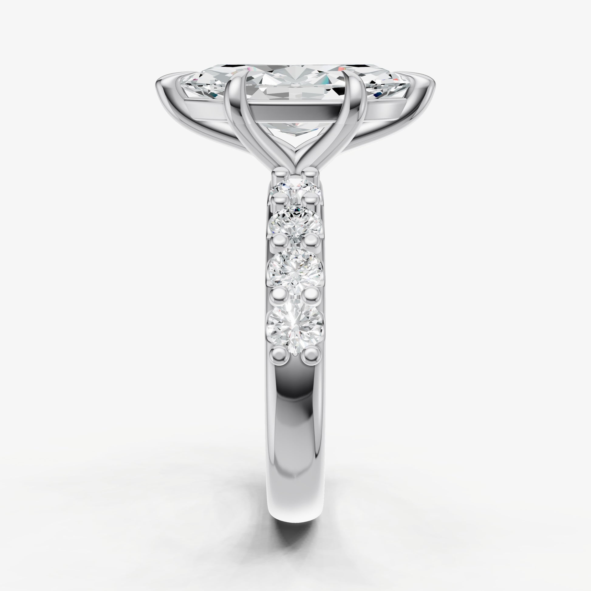 Marquise Solitaire Engagement Ring with Statement Diamond Band