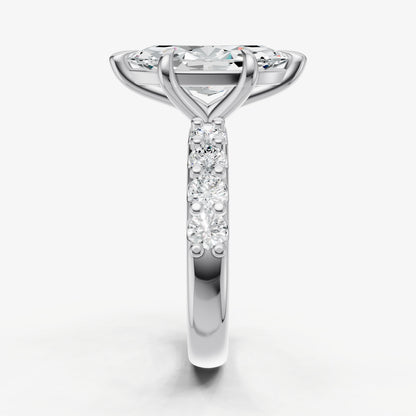 Marquise Solitaire Engagement Ring with Statement Diamond Band