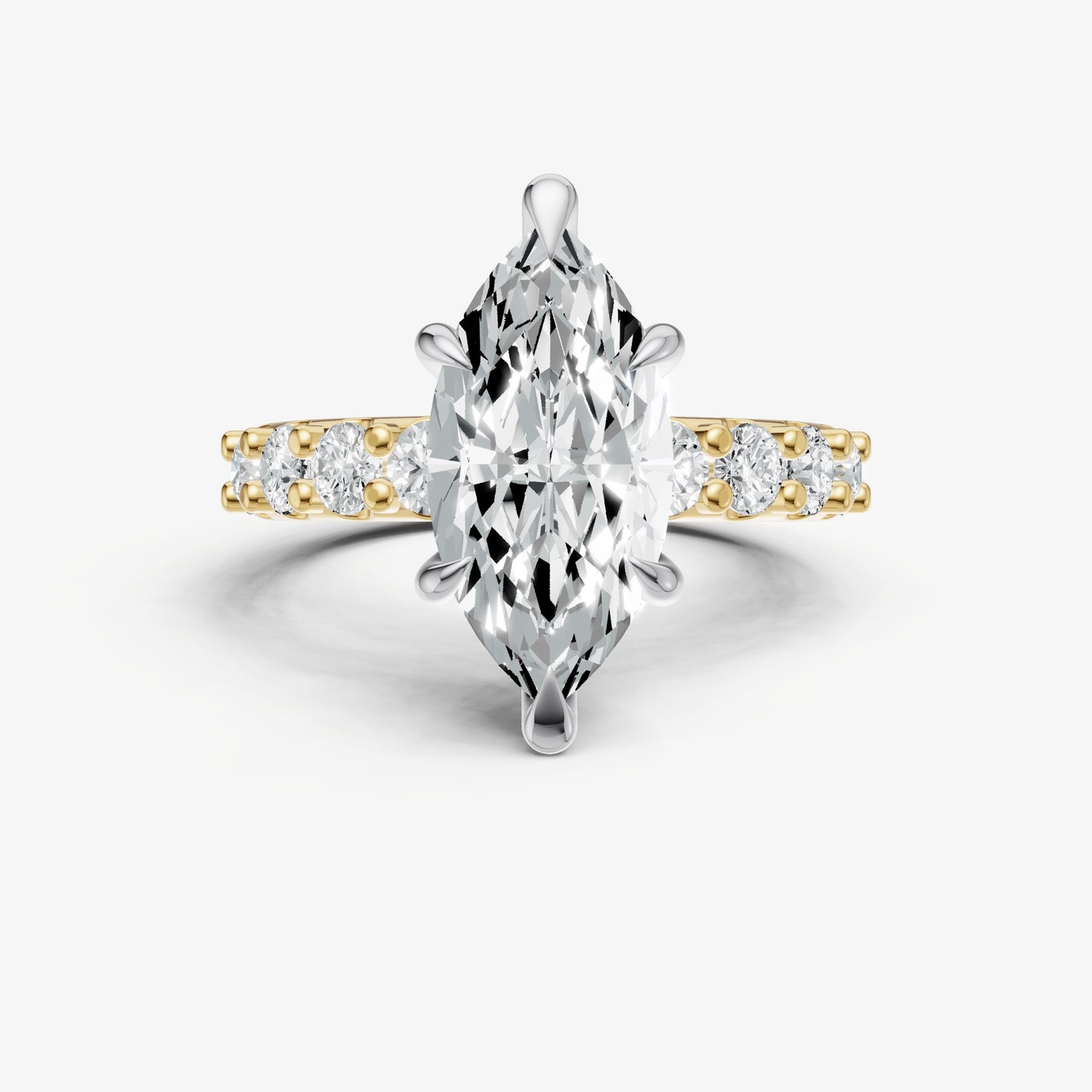 Marquise Solitaire Engagement Ring with Statement Diamond Band