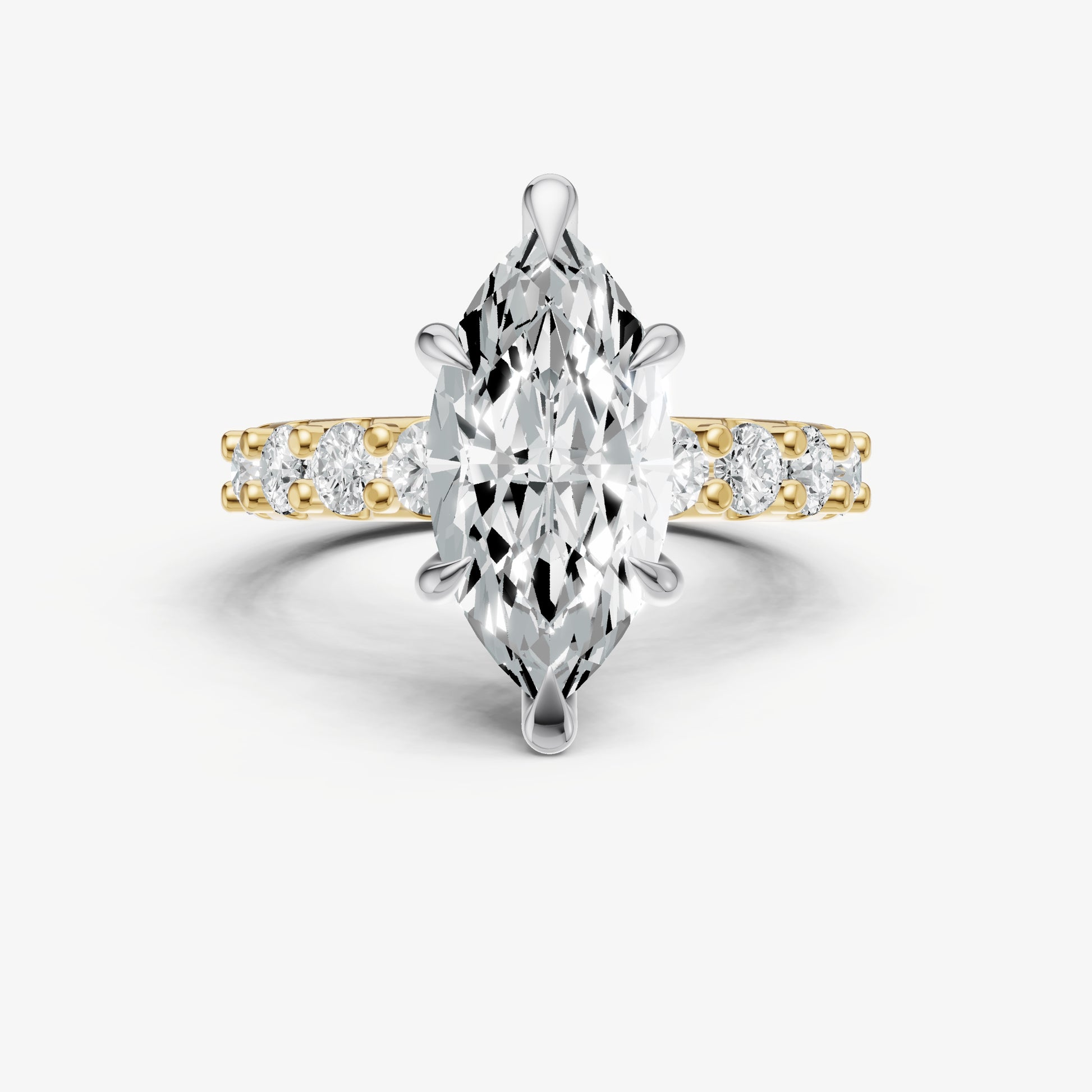 Marquise Solitaire Engagement Ring with Statement Diamond Band