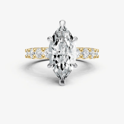 Marquise Solitaire Engagement Ring with Statement Diamond Band