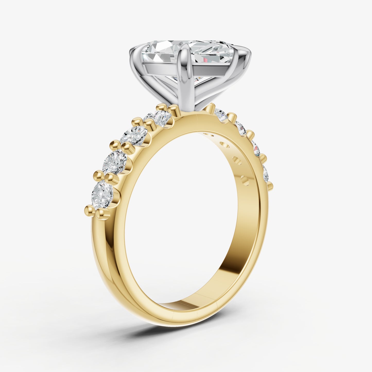 Marquise Solitaire Engagement Ring with Statement Diamond Band