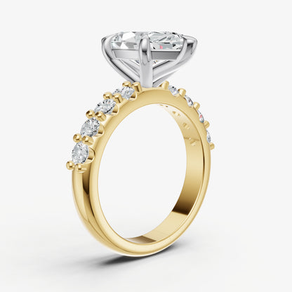 Marquise Solitaire Engagement Ring with Statement Diamond Band