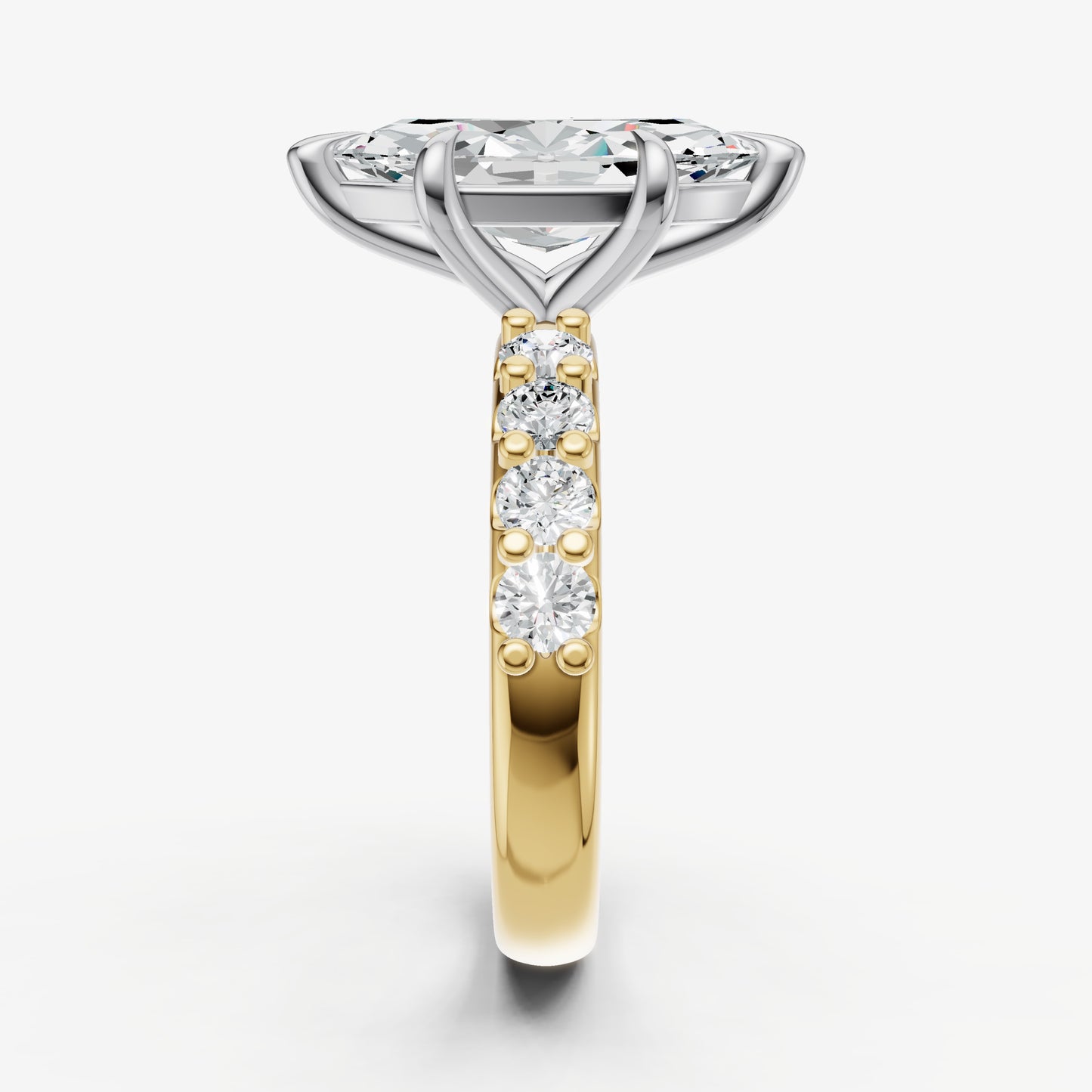 Marquise Solitaire Engagement Ring with Statement Diamond Band