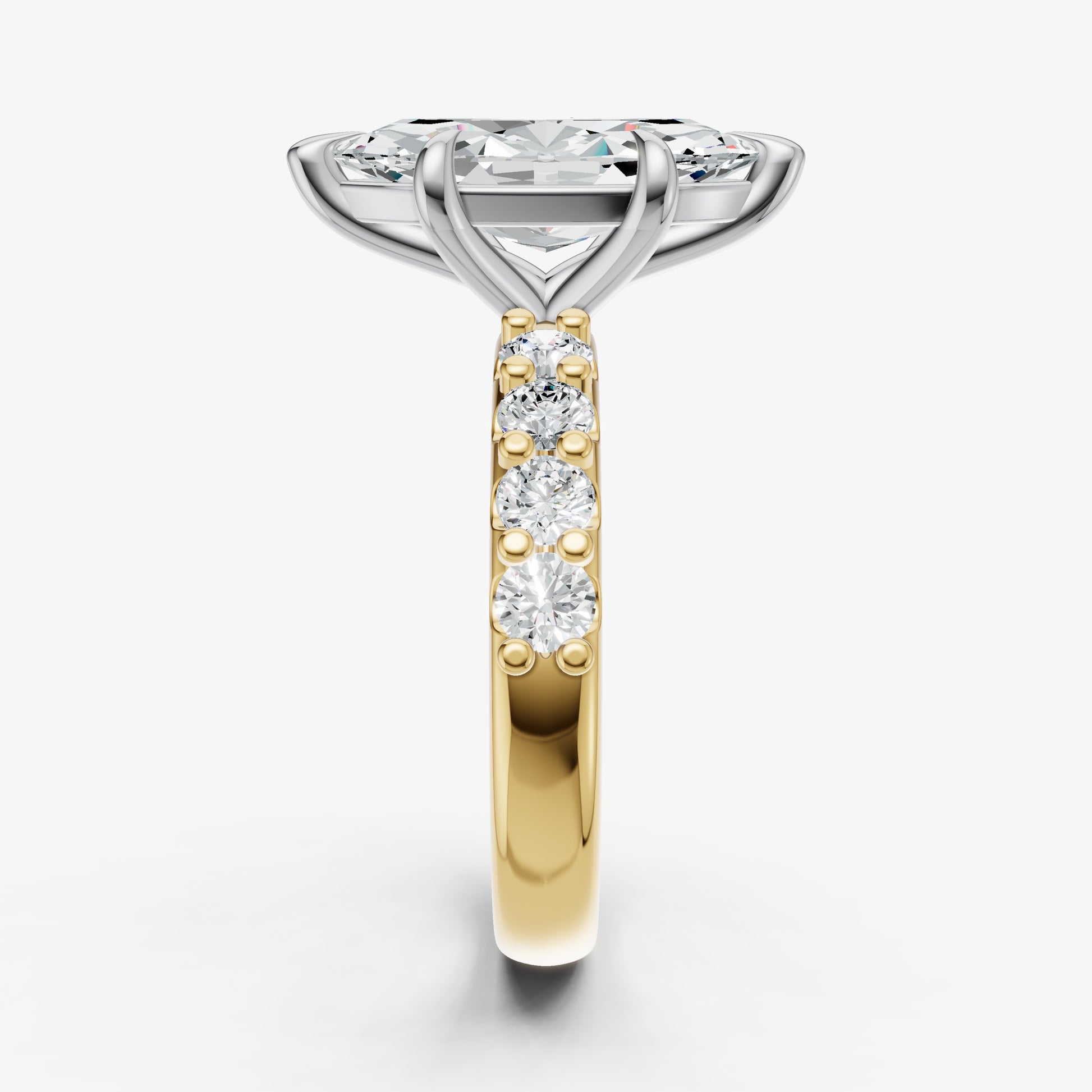 Marquise Solitaire Engagement Ring with Statement Diamond Band