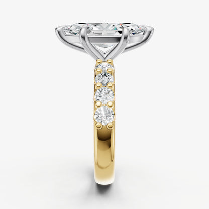 Marquise Solitaire Engagement Ring with Statement Diamond Band
