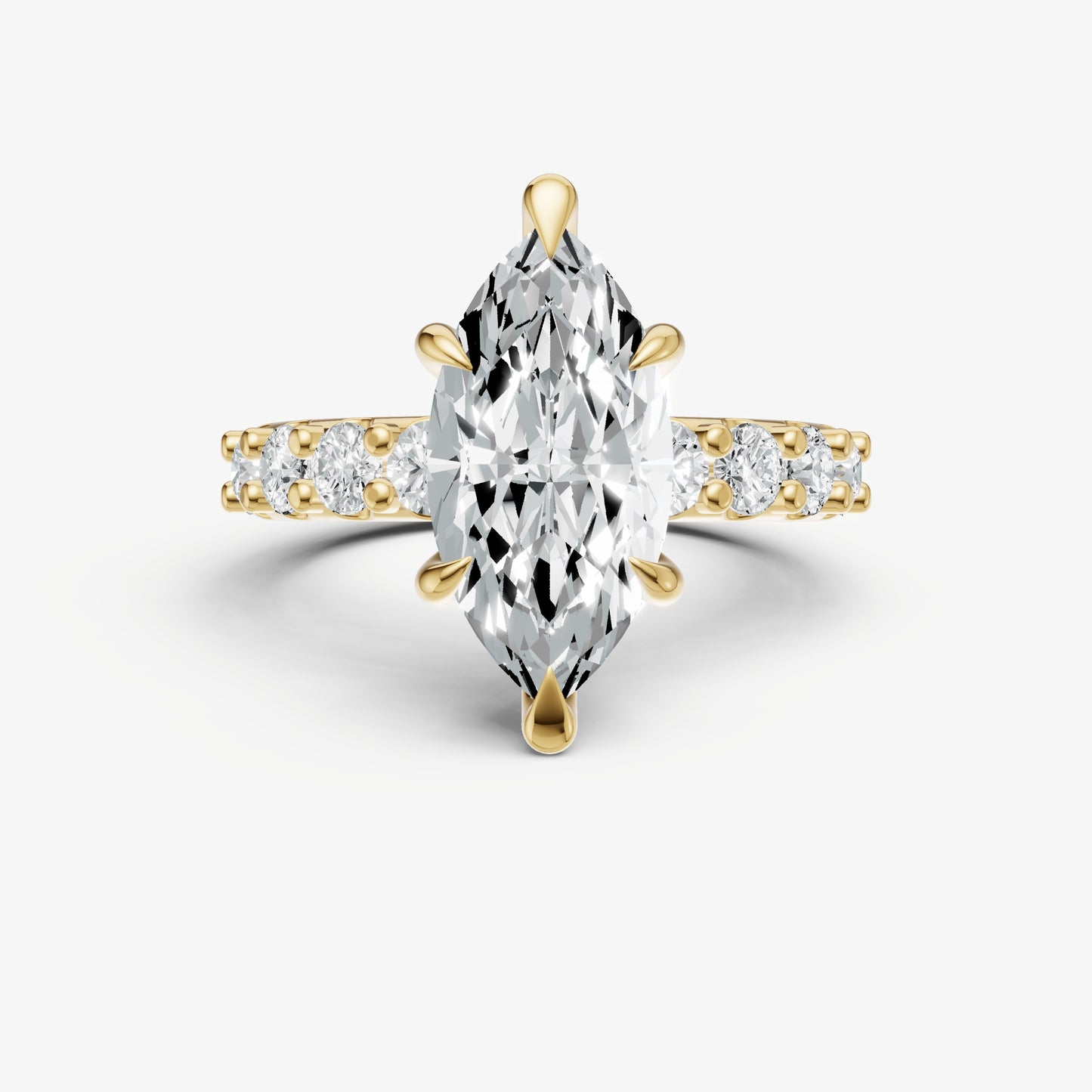 Marquise Solitaire Engagement Ring with Statement Diamond Band