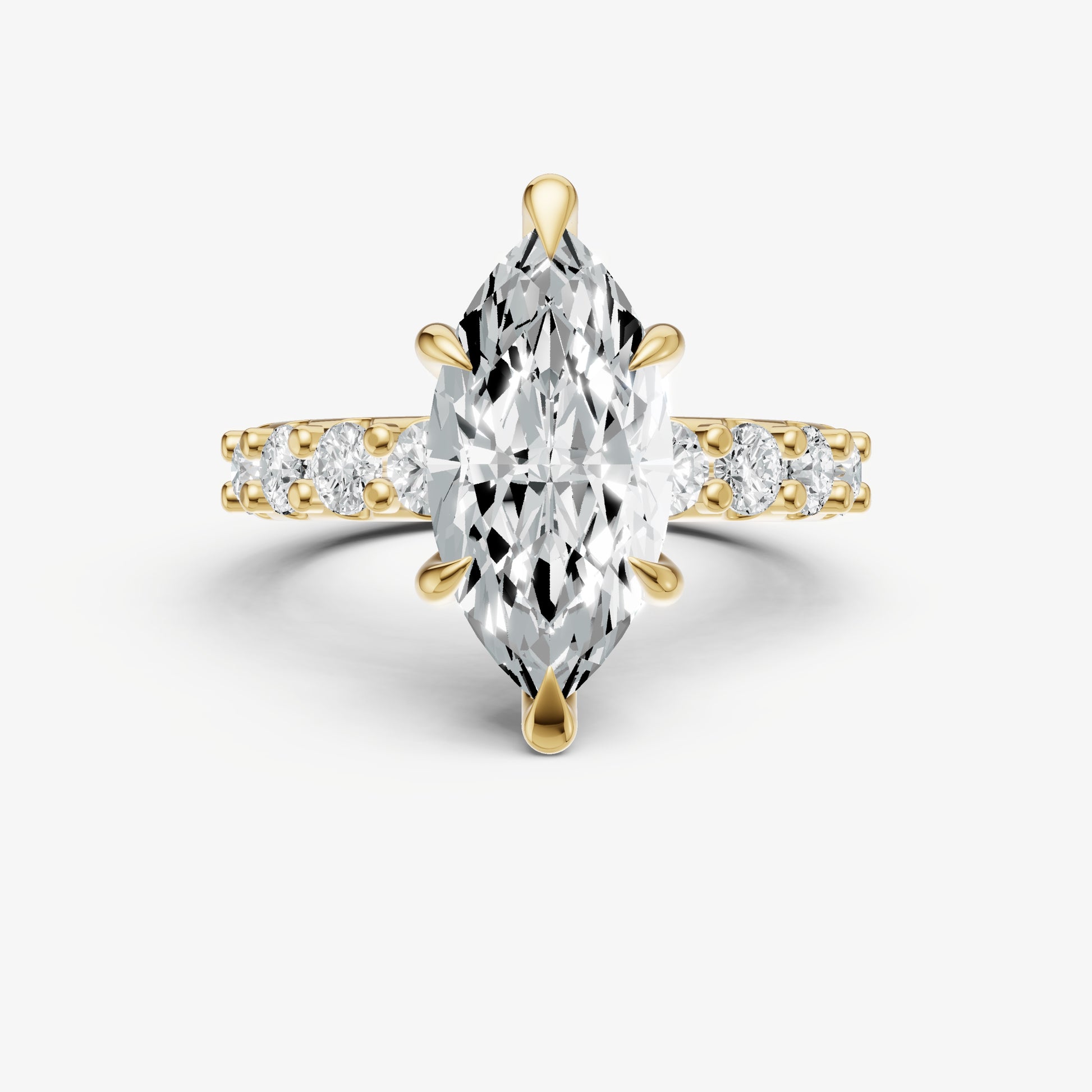 Marquise Solitaire Engagement Ring with Statement Diamond Band