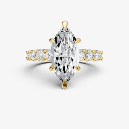 Marquise Solitaire Engagement Ring with Statement Diamond Band