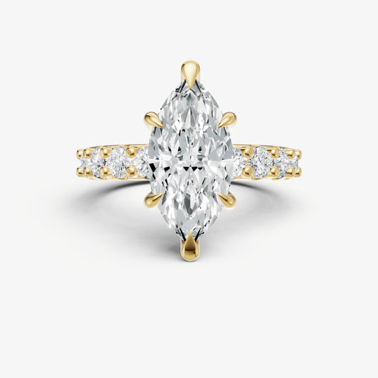 Marquise Solitaire Engagement Ring with Statement Diamond Band