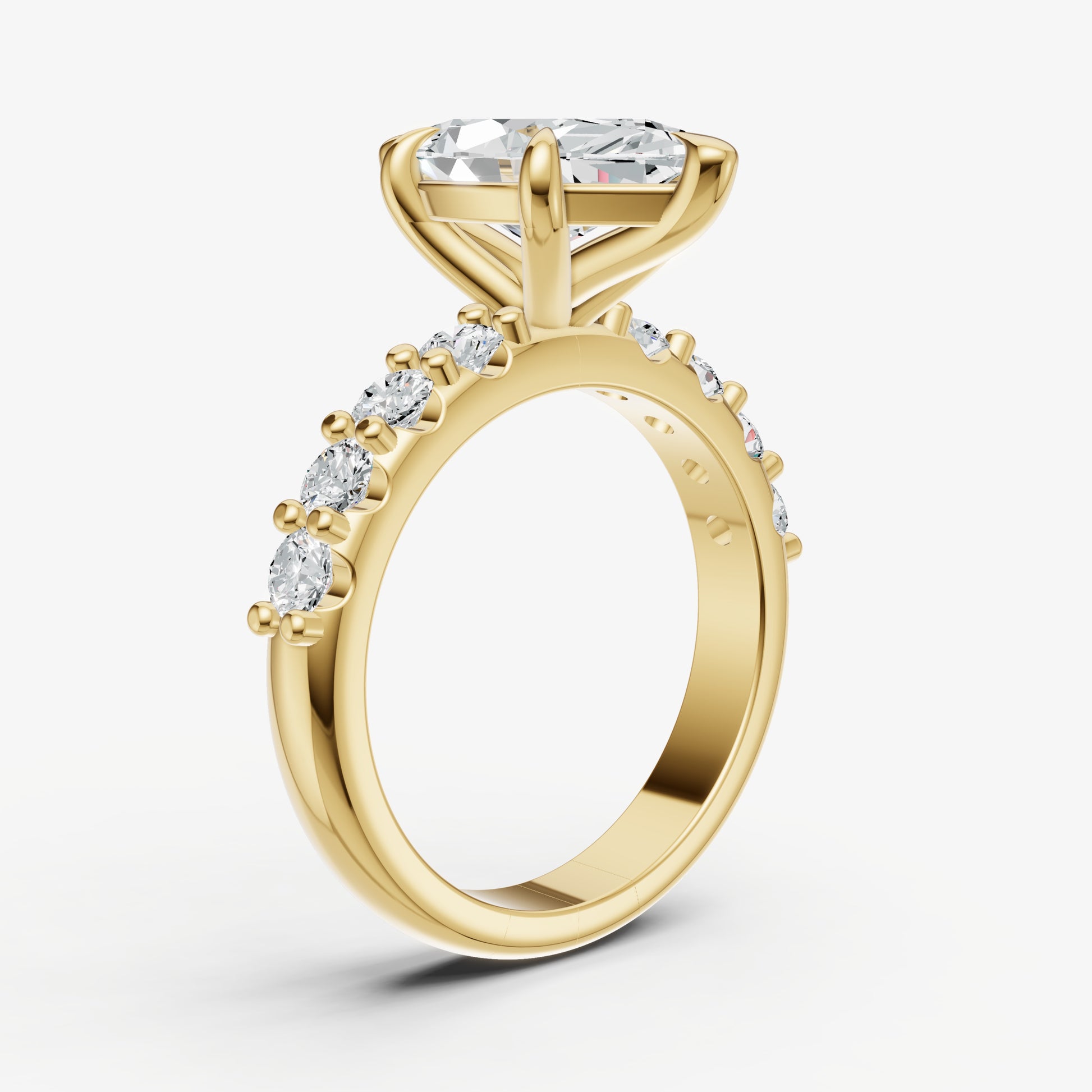 Marquise Solitaire Engagement Ring with Statement Diamond Band