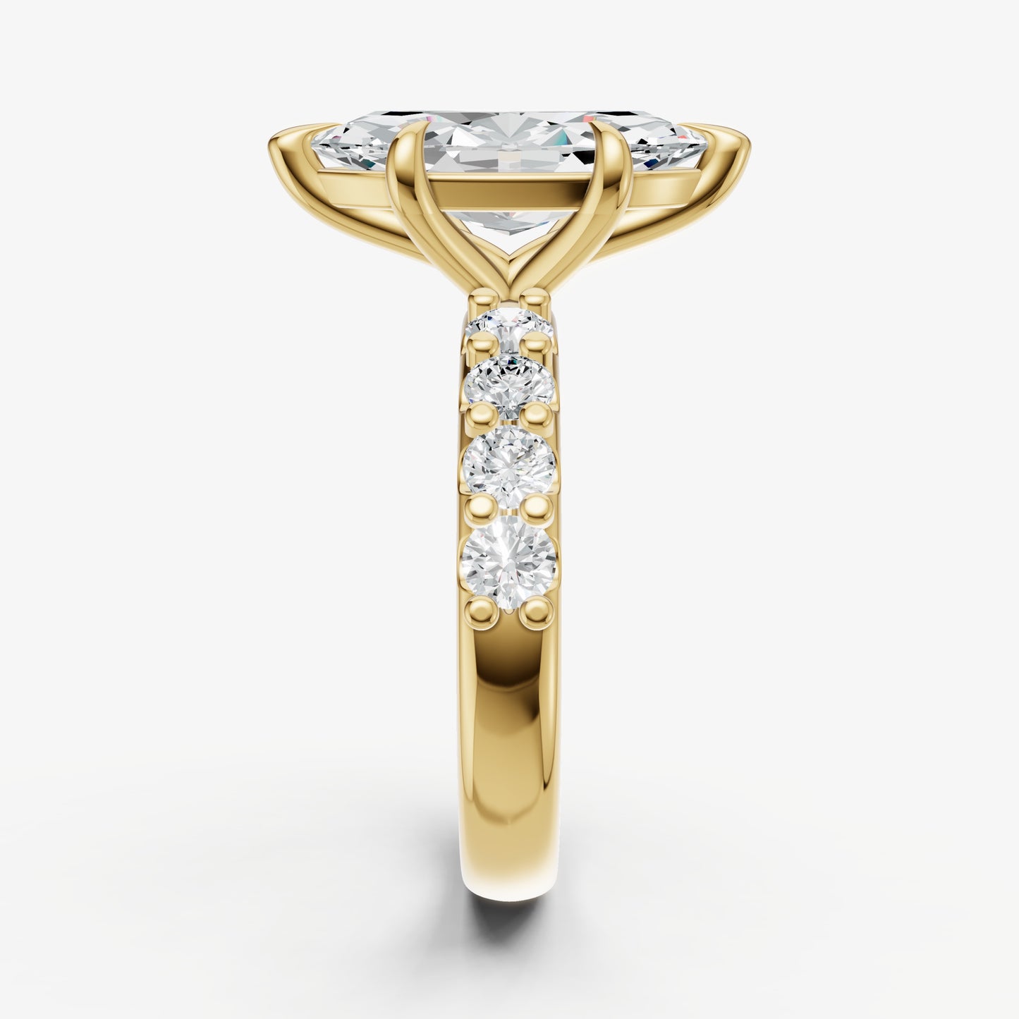 Marquise Solitaire Engagement Ring with Statement Diamond Band