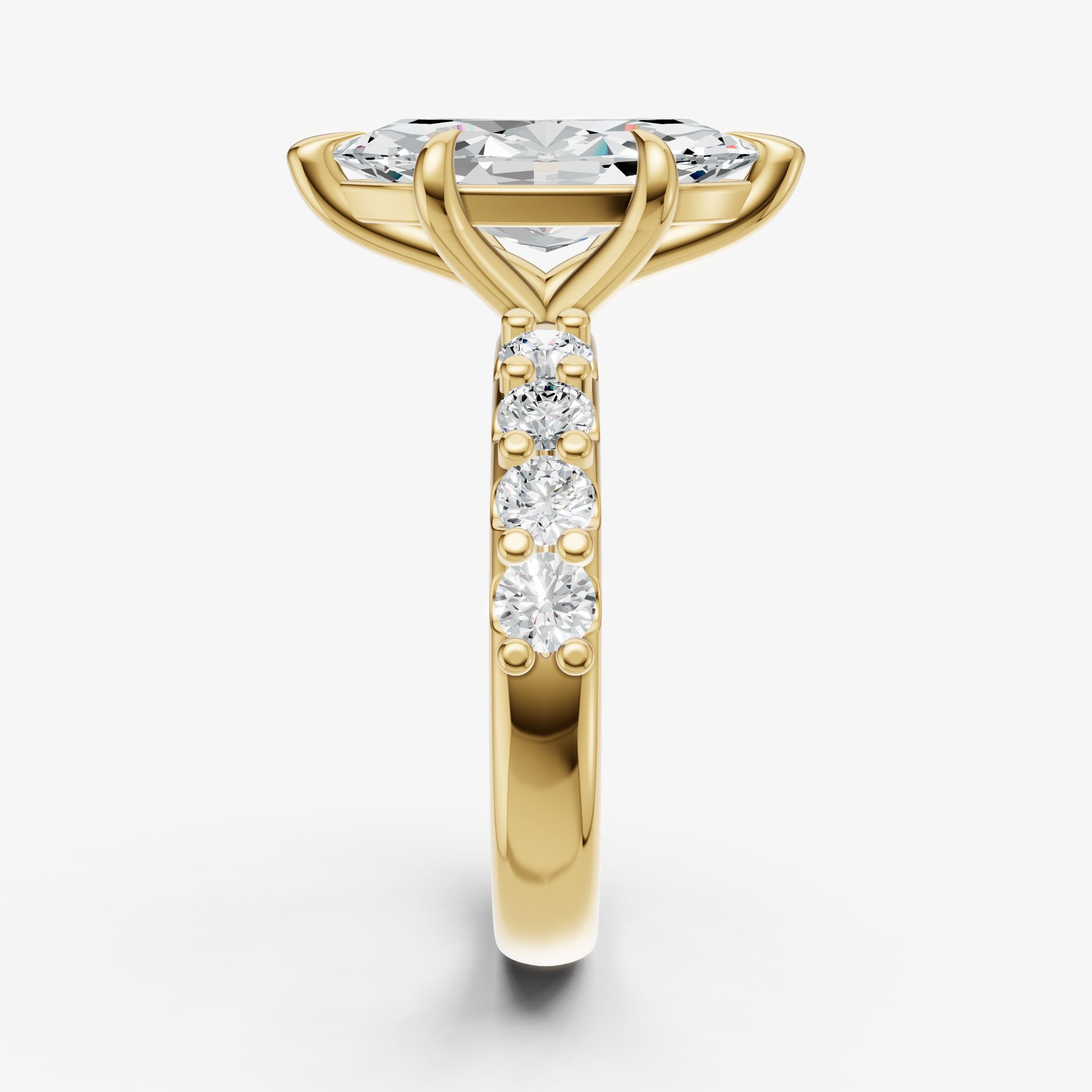 Marquise Solitaire Engagement Ring with Statement Diamond Band
